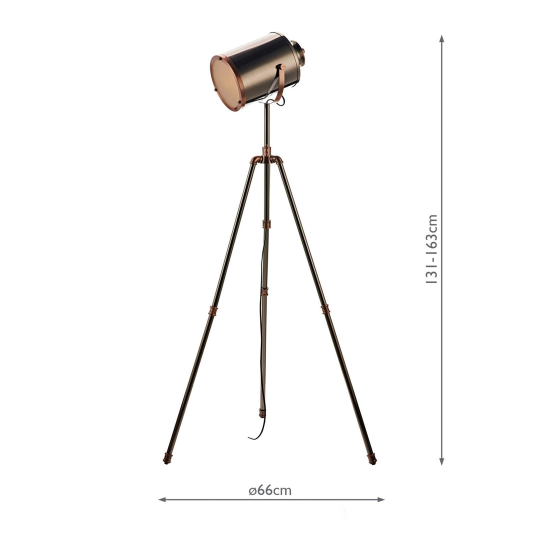 Dar JAK4921 Jake Task Floor Lamp Aged Silver and Antique Copper