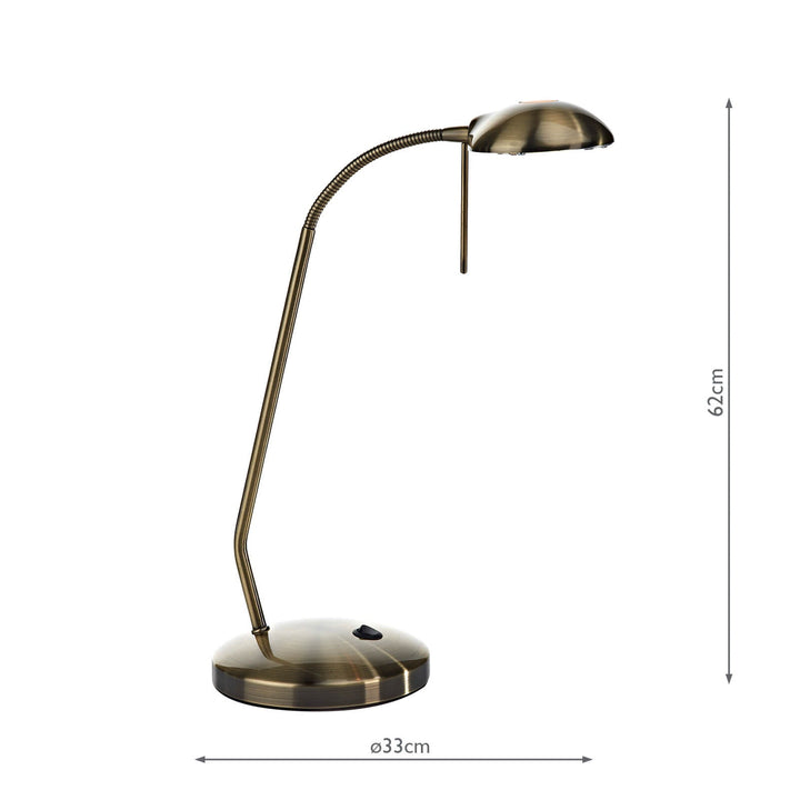 Dar JOU4075 Journal Desk Lamp Antique Brass