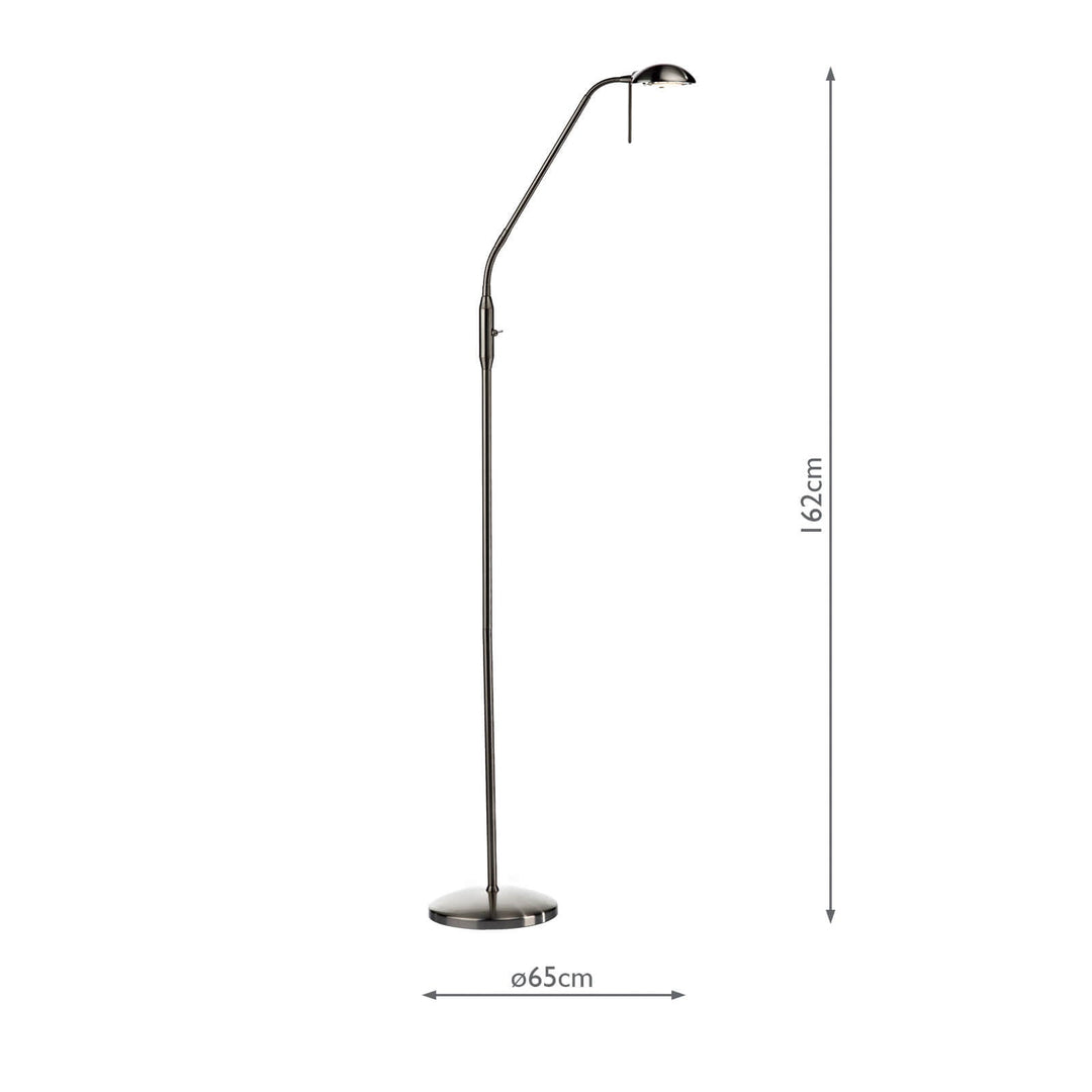 Dar JOU5546 Journal Task Floor Lamp Satin Chrome