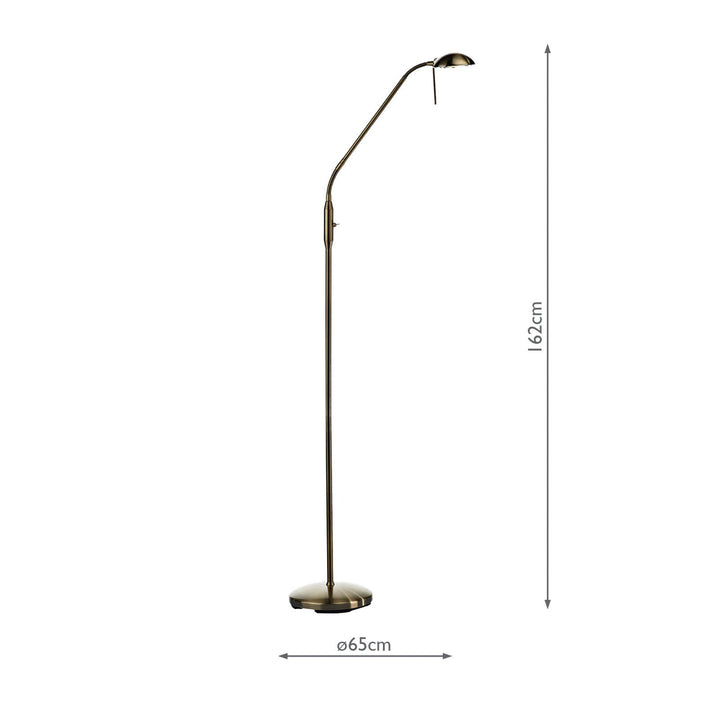 Dar JOU5575 Journal Task Floor Lamp Antique Brass