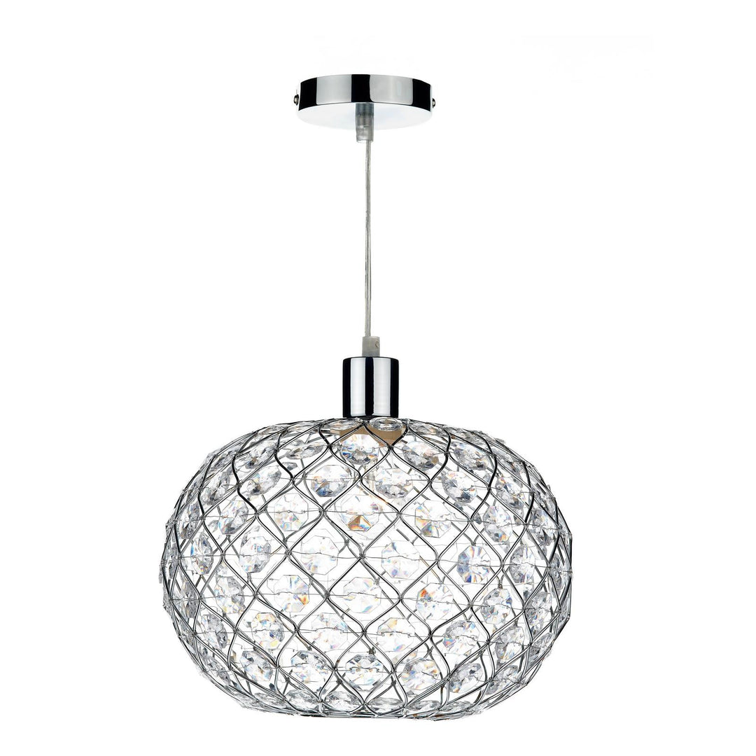 Dar JUA6550 Juanita Easy Fit Pendant Polished Chrome and Clear Faceted Plastic