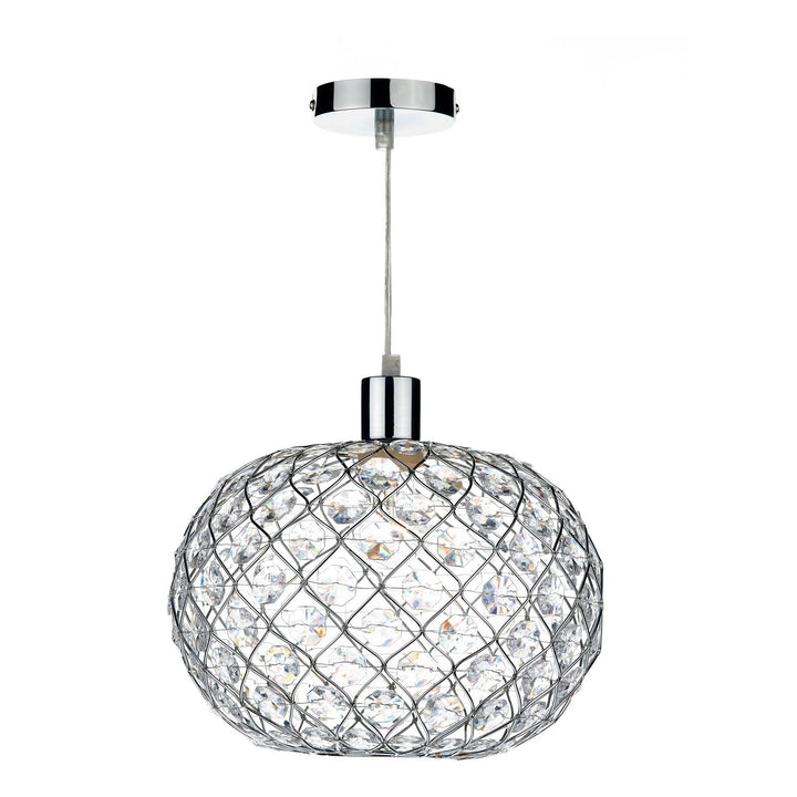 Dar JUA6550 Juanita Easy Fit Pendant Polished Chrome and Clear Faceted Plastic