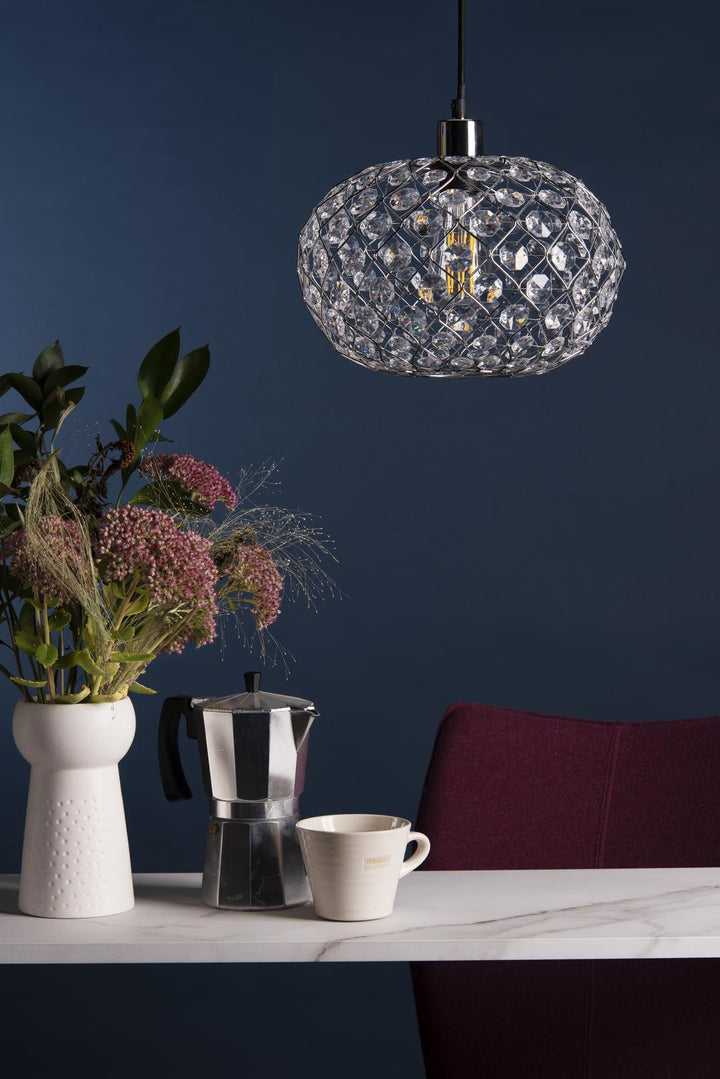 Dar JUA6550 Juanita Easy Fit Pendant Polished Chrome and Clear Faceted Plastic