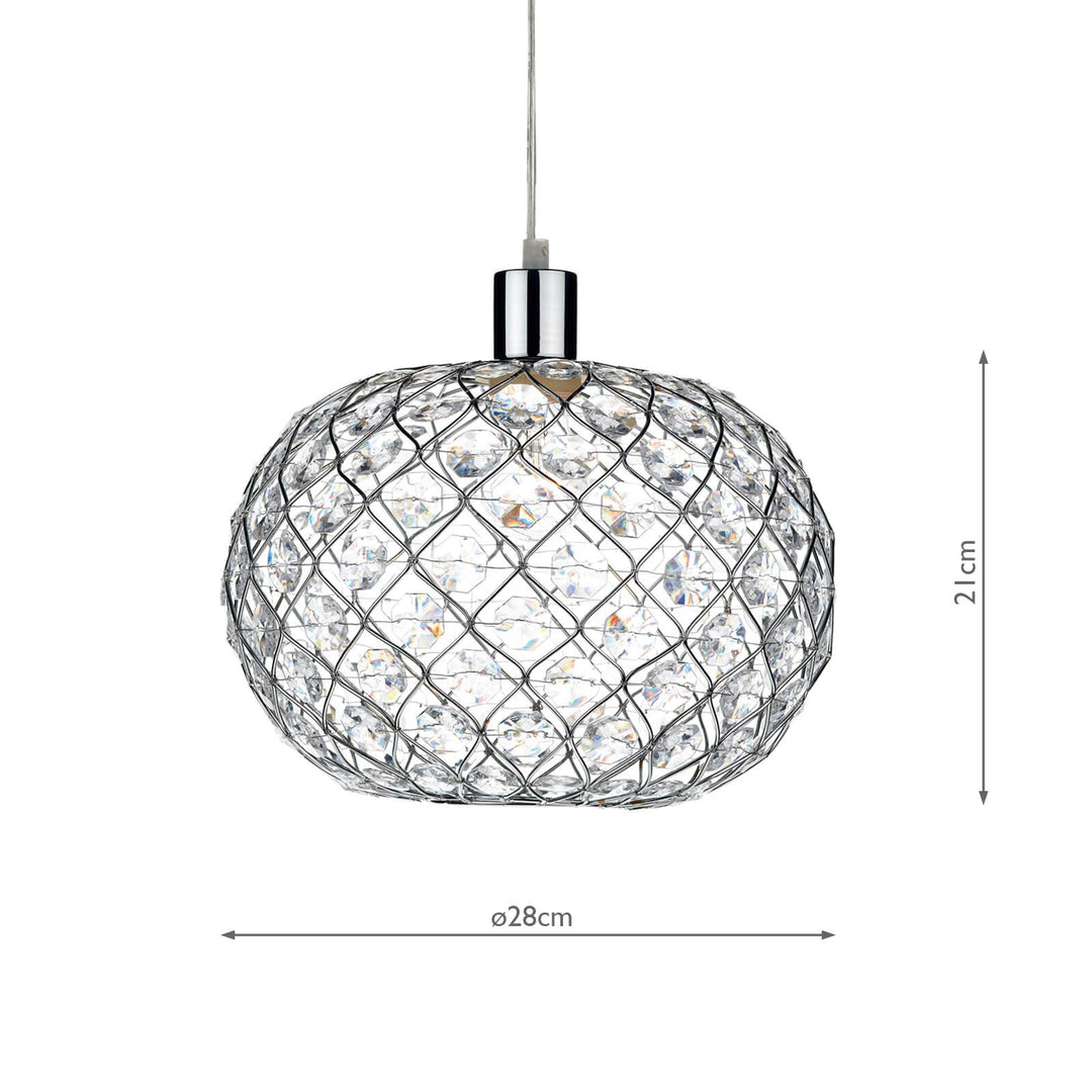 Dar JUA6550 Juanita Easy Fit Pendant Polished Chrome and Clear Faceted Plastic