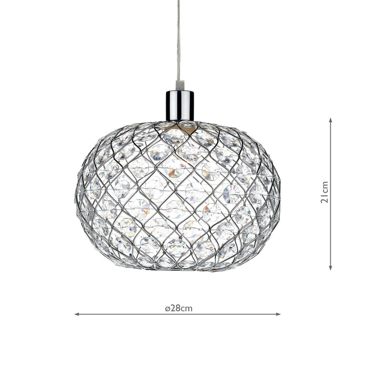 Dar JUA6550 Juanita Easy Fit Pendant Polished Chrome and Clear Faceted Plastic