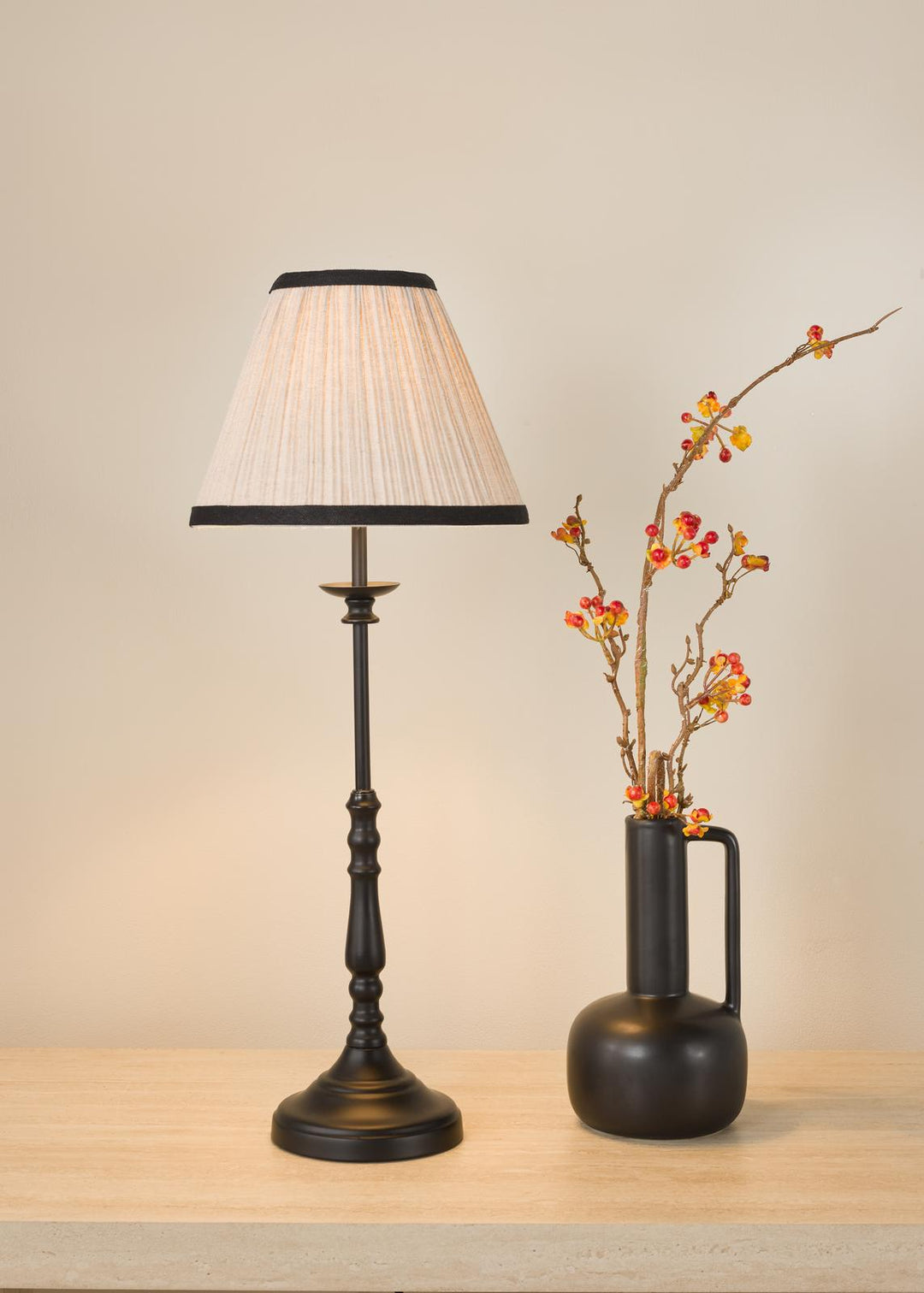 Dar JUD4122 Judy Table Lamp Satin Black With Shade