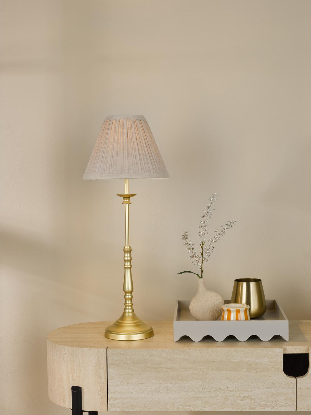 Dar JUD4135 Judy Table Lamp Satin Gold With Shade
