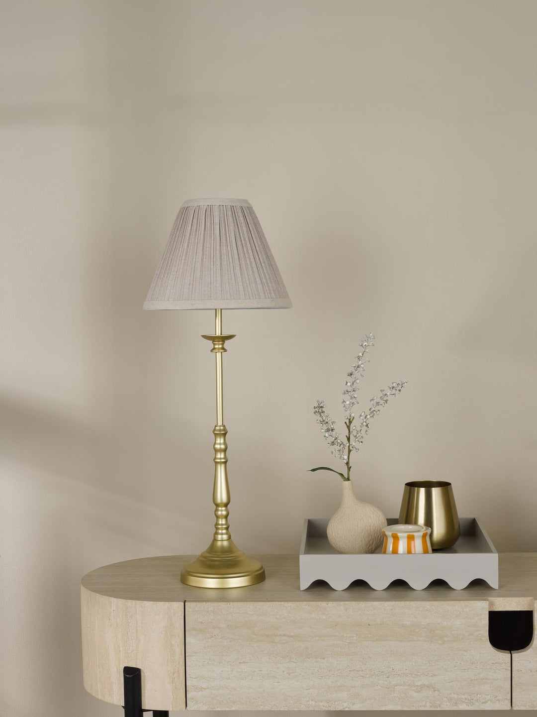 Dar JUD4135 Judy Table Lamp Satin Gold With Shade