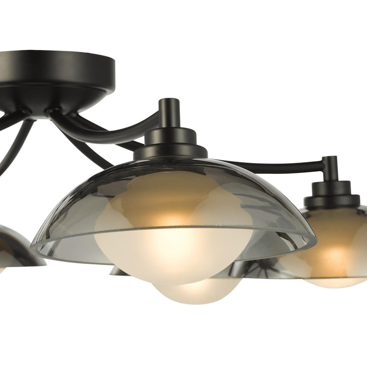 Dar KAD0622 Kadience 6 Light Semi-Flush Satin Black and Smoked Glass