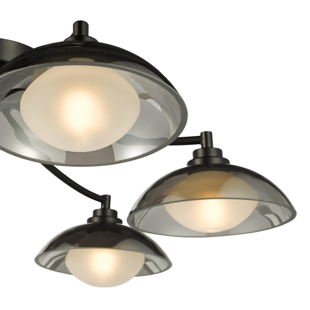 Dar KAD0622 Kadience 6 Light Semi-Flush Satin Black and Smoked Glass