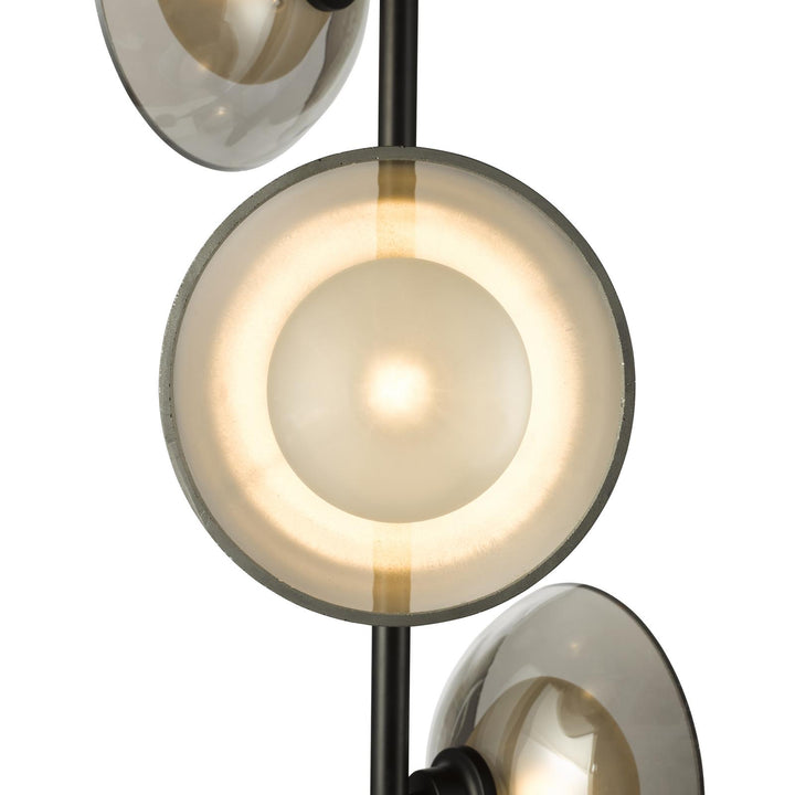Dar KAD4922 Kadience 3 Light Floor Lamp Satin Black and Smoked Glass