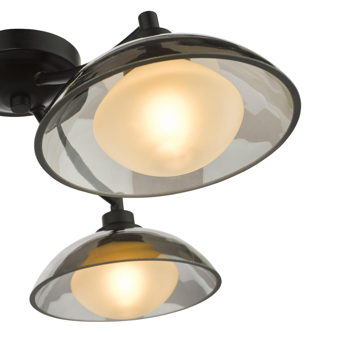 Dar KAD5322 Kadience 3 Light Semi-Flush Satin Black and Smoked Glass