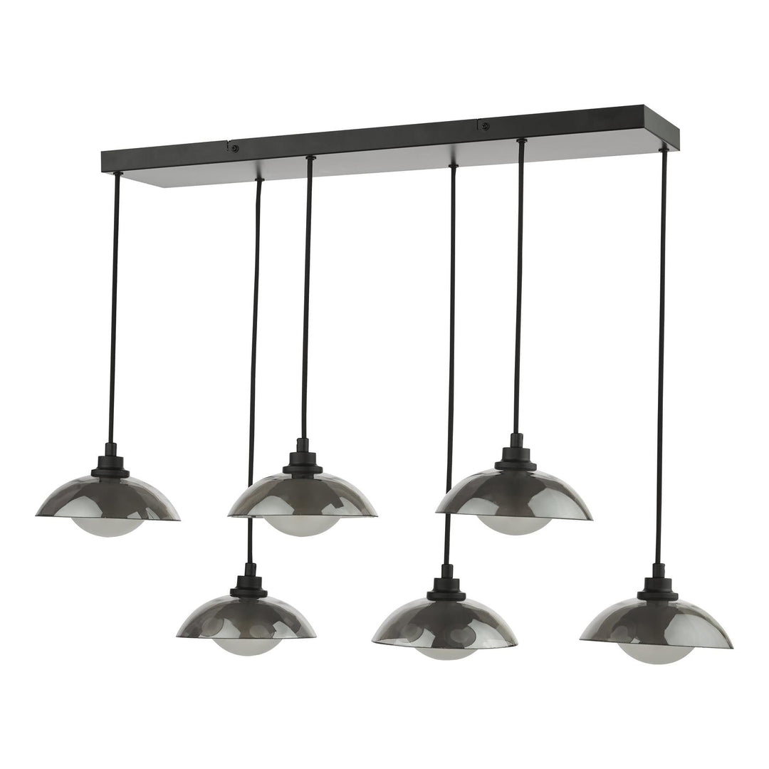 Dar KAD6422 Kadience 6 Light Bar Pendant Satin Black and Smoked Glass