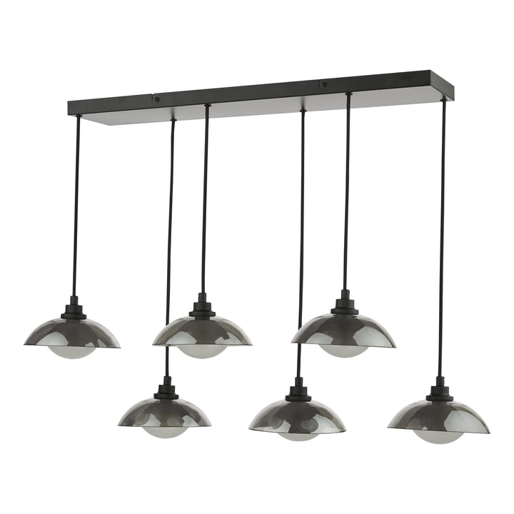 Dar KAD6422 Kadience 6 Light Bar Pendant Satin Black and Smoked Glass