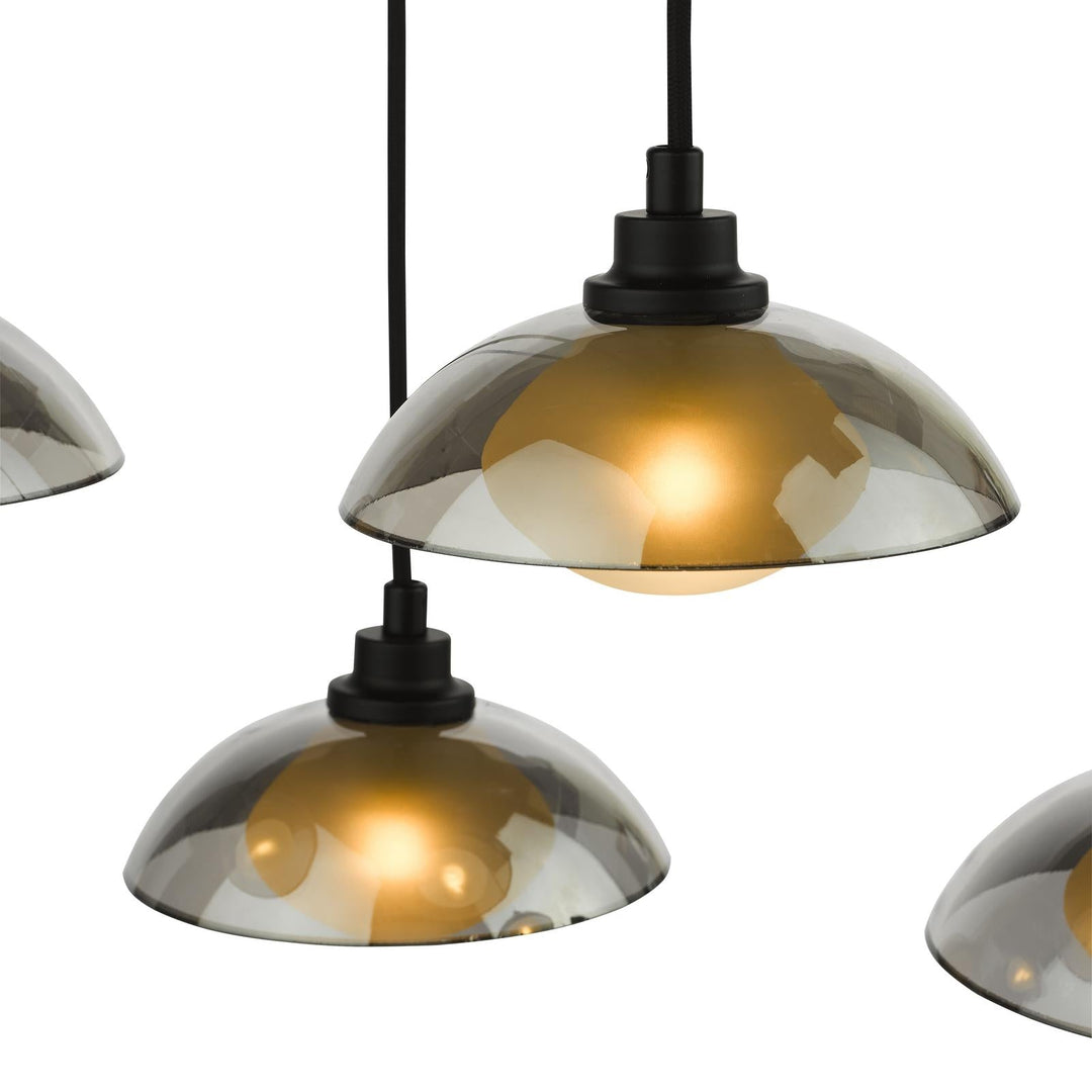 Dar KAD6422 Kadience 6 Light Bar Pendant Satin Black and Smoked Glass