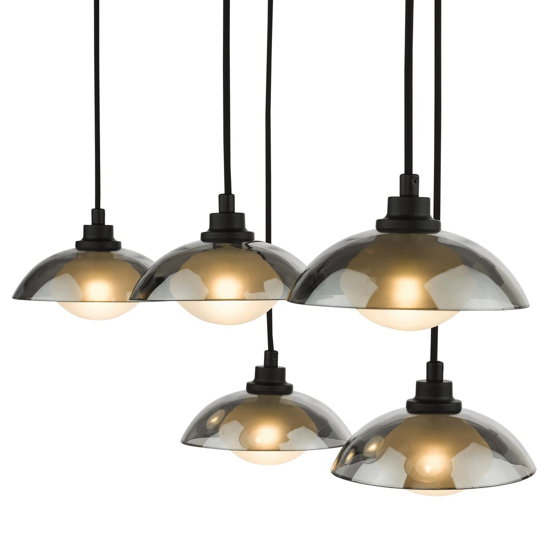 Dar KAD6422 Kadience 6 Light Bar Pendant Satin Black and Smoked Glass