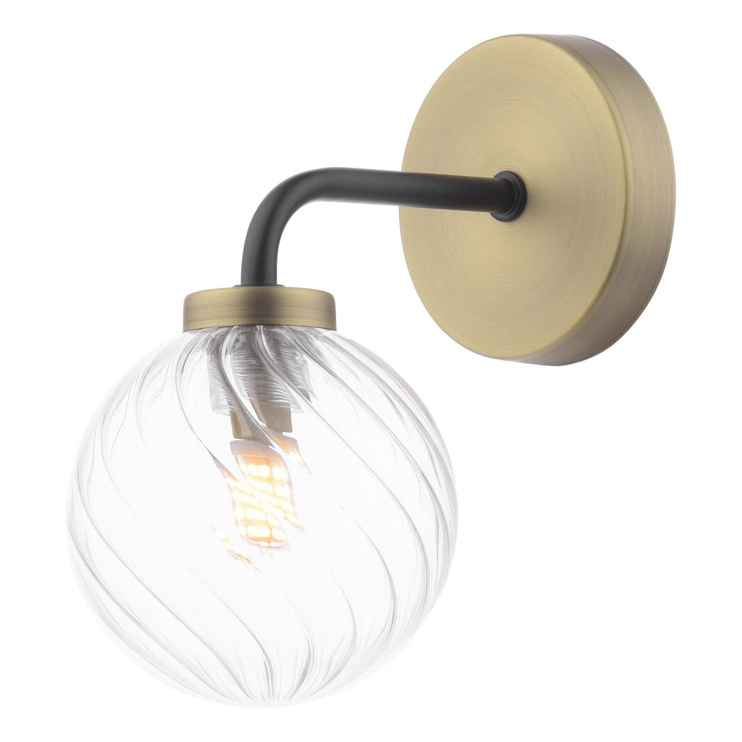 Dar LAI0754-03 Lainey Wall Light Matt Black and Antique Brass With Twisted Glass