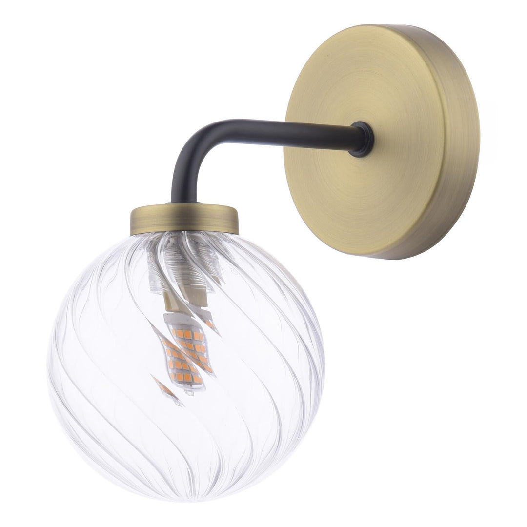 Dar LAI0754-03 Lainey Wall Light Matt Black and Antique Brass With Twisted Glass