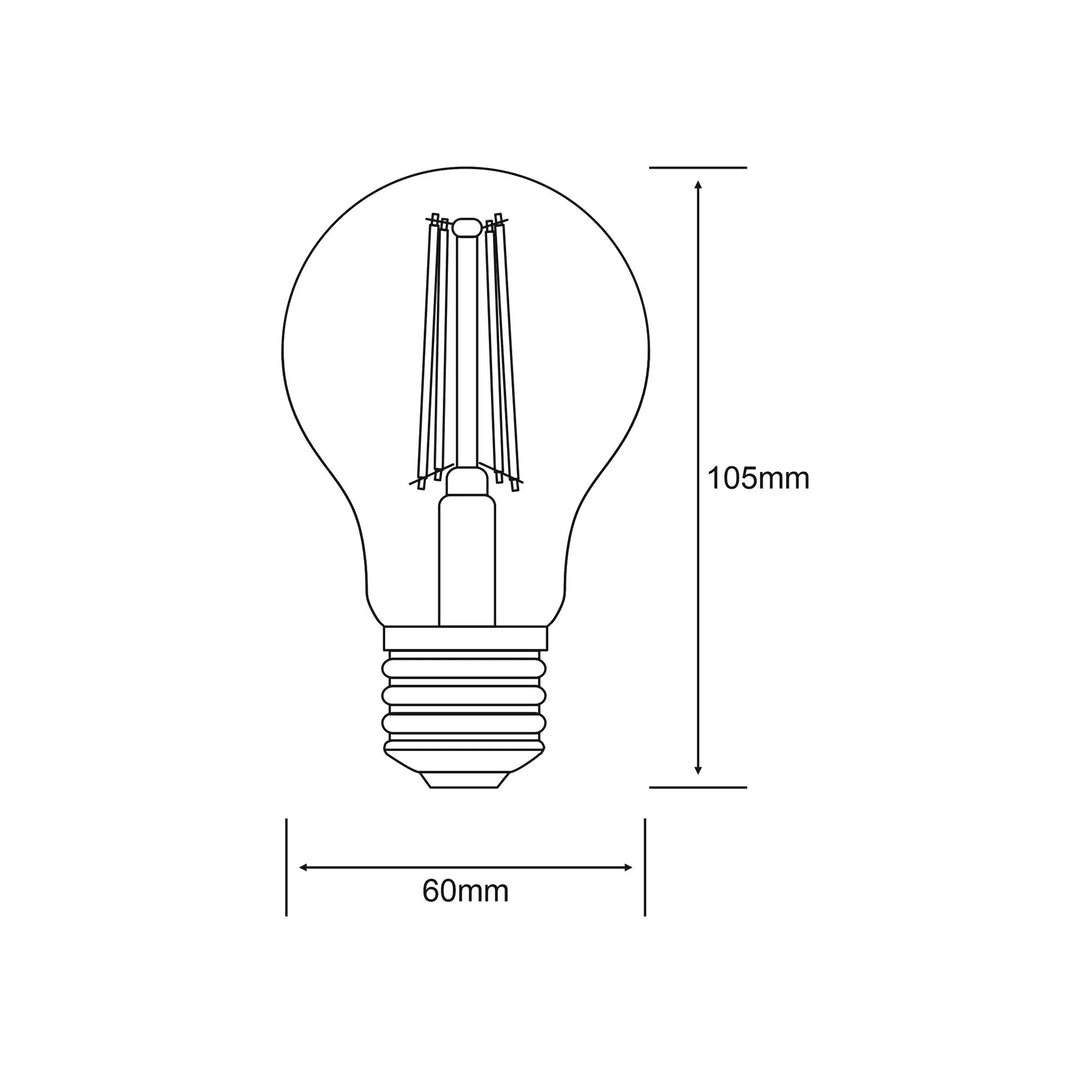 Luxram 1410112 Pack Of 10 E27 GLS LED Dimmable 6.5W Warm White 3000K