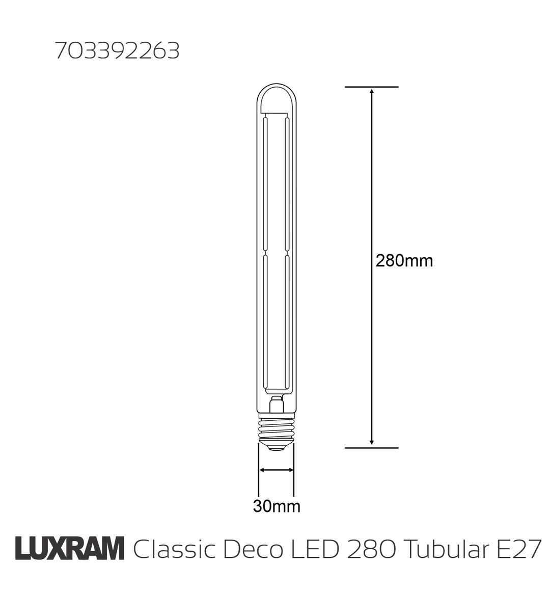 703392263 | Luxram Classic Deco LED Tubular Line | E27 Dimmable | 6W 2700K