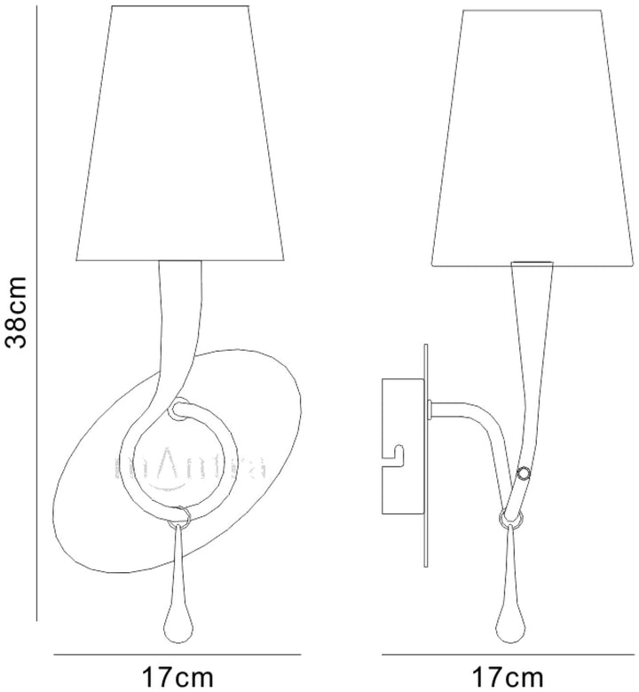Mantra M0538/S Paola Wall Lamp 1 Light Silver Leaf