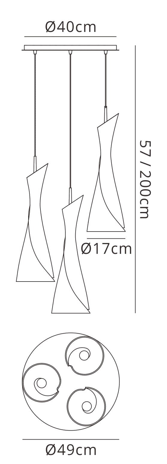 Mantra M0770 Zack Pendant 3 Light Satin Nickel