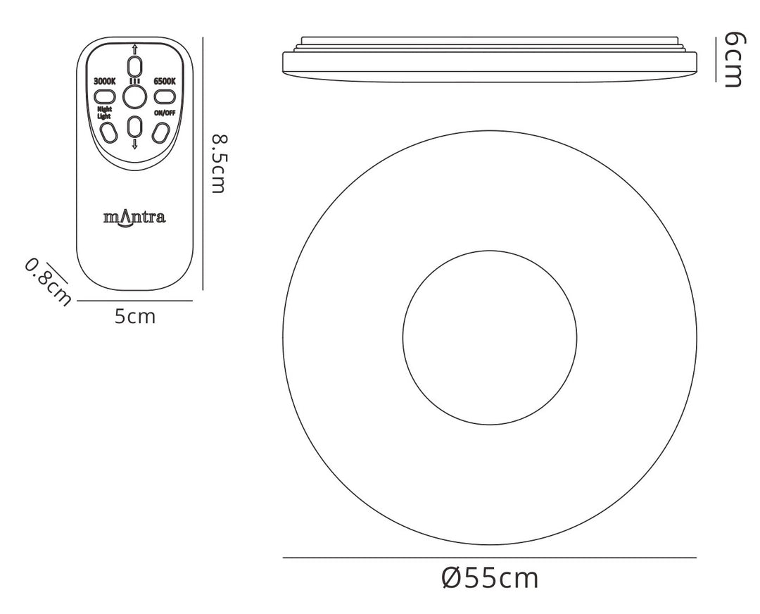 Mantra M3692 Reef 60W Tuneable White Dimmable Flush Fitting Remote Control