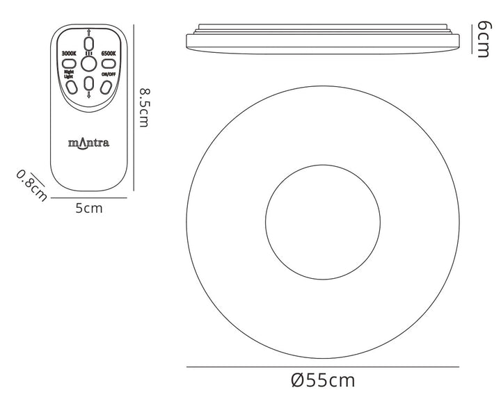 Mantra M3692 Reef 60W Tuneable White Dimmable Flush Fitting Remote Control