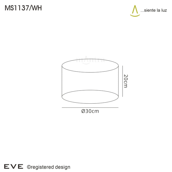 Mantra MS1137/WH Eve Medium Round White Wrinkle Fabric Shade