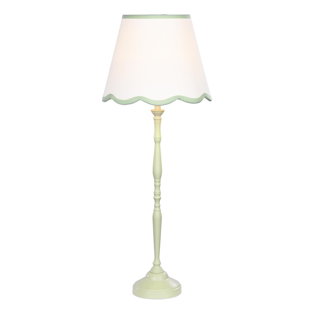 Dar LUP4224 Lupo Table Lamp Matt Green With Linen Scalloped Shade