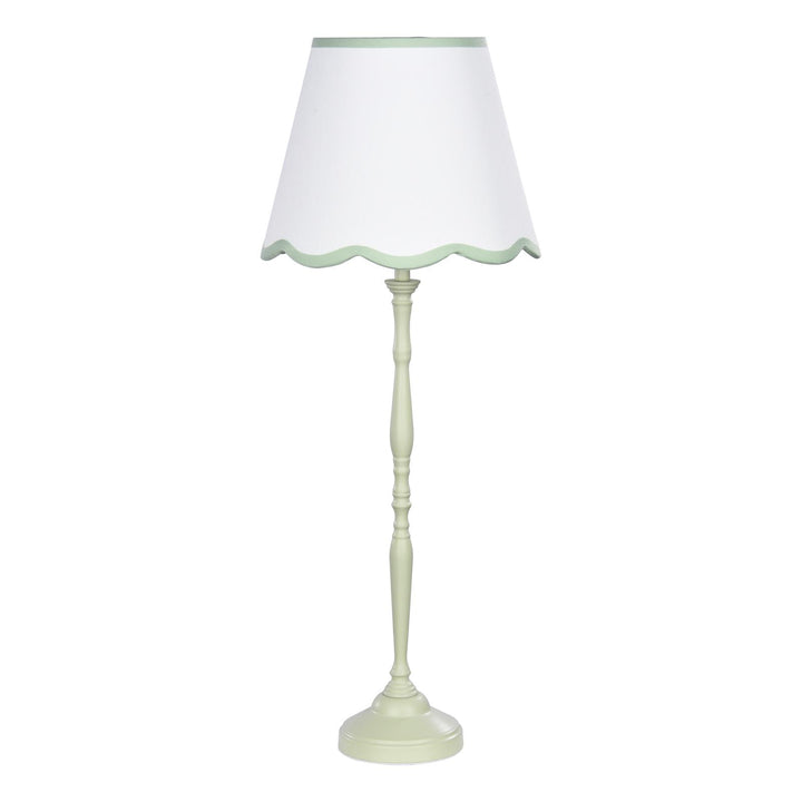 Dar LUP4224 Lupo Table Lamp Matt Green With Linen Scalloped Shade