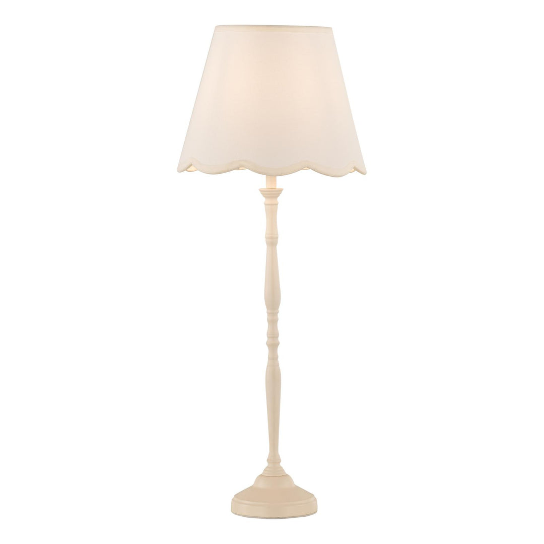 Dar LUP4233 Lupo Table Lamp Matt Cream With Linen Scalloped Shade