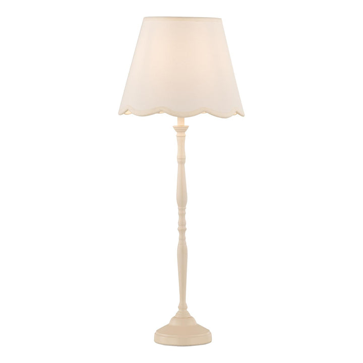 Dar LUP4233 Lupo Table Lamp Matt Cream With Linen Scalloped Shade