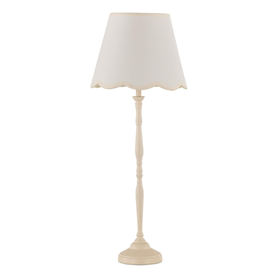 Dar LUP4233 Lupo Table Lamp Matt Cream With Linen Scalloped Shade