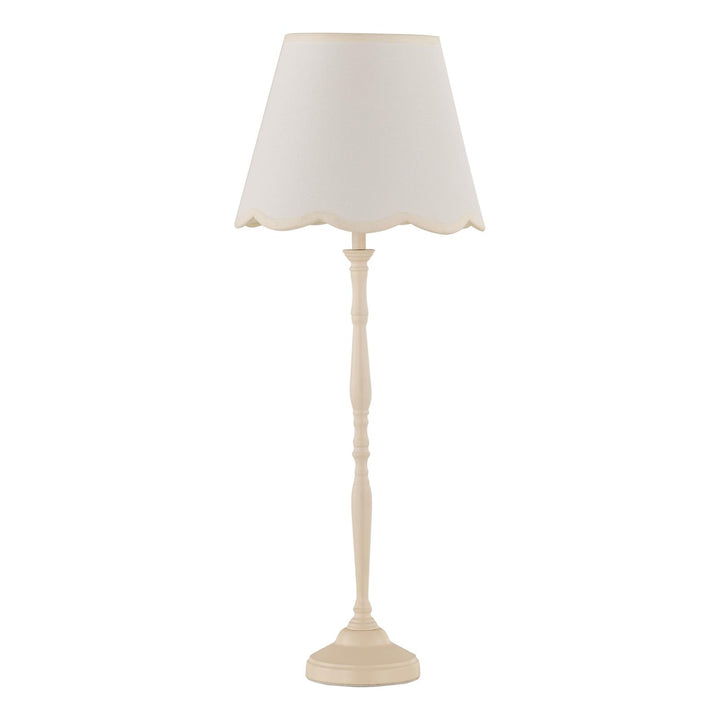 Dar LUP4233 Lupo Table Lamp Matt Cream With Linen Scalloped Shade