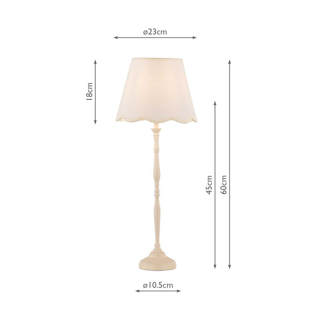 Dar LUP4233 Lupo Table Lamp Matt Cream With Linen Scalloped Shade