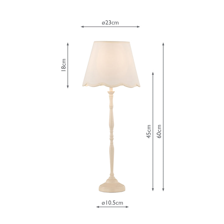 Dar LUP4233 Lupo Table Lamp Matt Cream With Linen Scalloped Shade