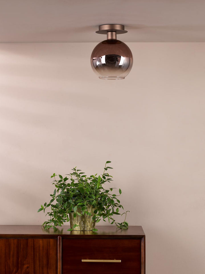 Dar LYC0129 Lycia Flush Satin Bronze and Brown Ombre Glass