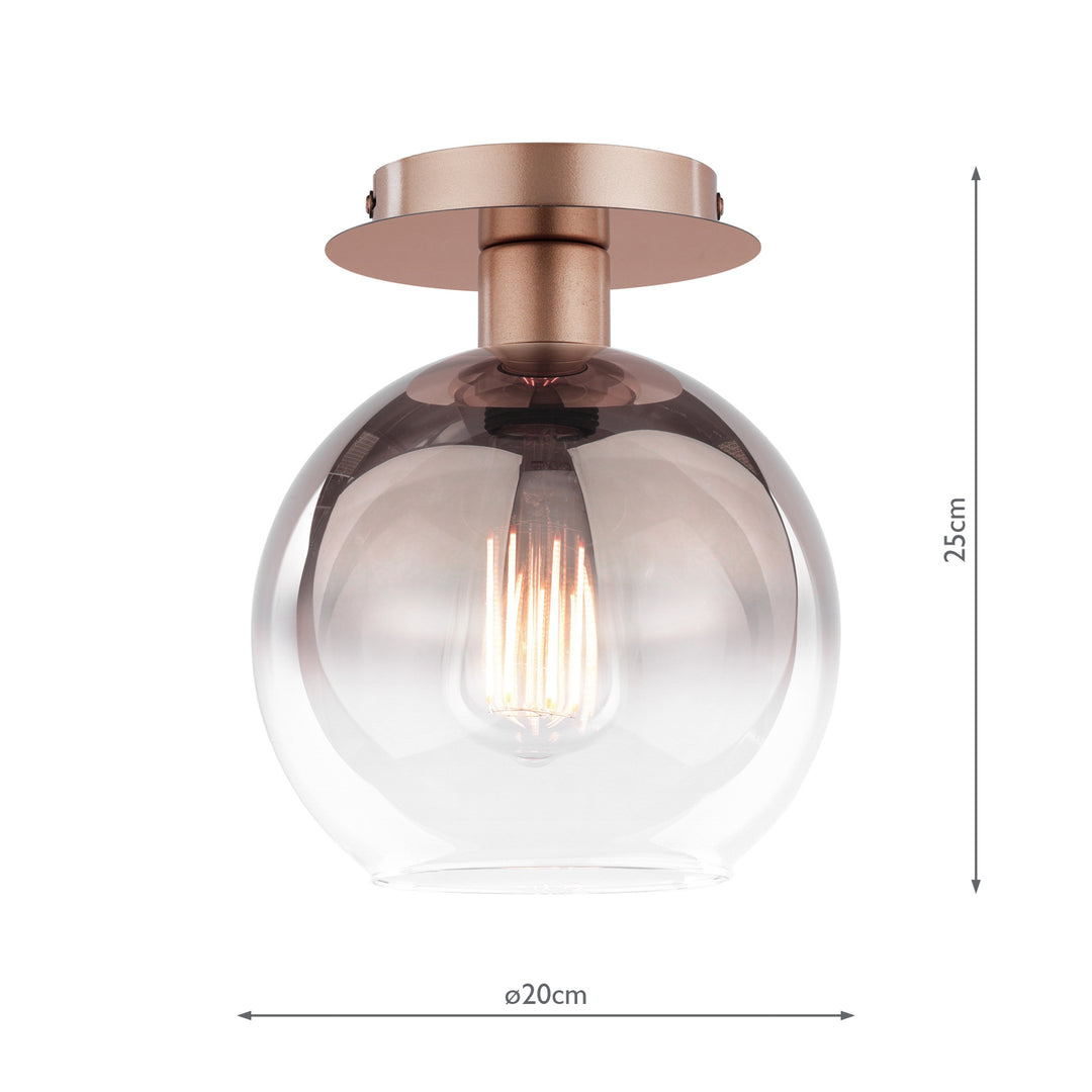 Dar LYC0129 Lycia Flush Satin Bronze and Brown Ombre Glass