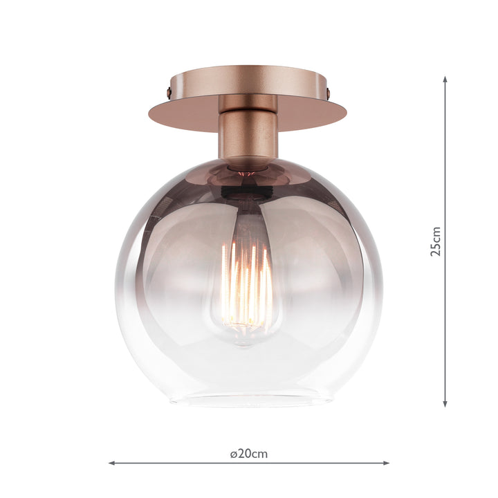 Dar LYC0129 Lycia Flush Satin Bronze and Brown Ombre Glass