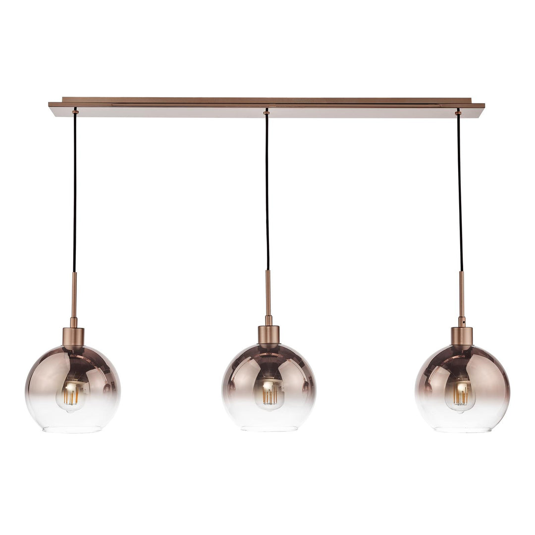 Dar LYC0329 Lycia 3 Light Bar Pendant Satin Bronze and Bronze Ombre Glass