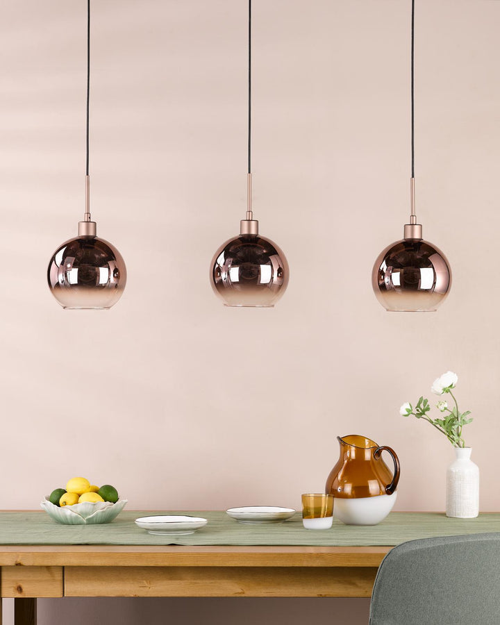 Dar LYC0329 Lycia 3 Light Bar Pendant Satin Bronze and Bronze Ombre Glass