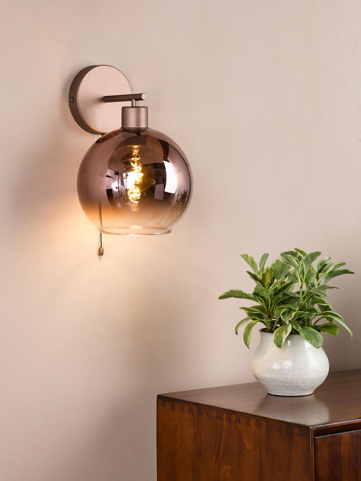 Dar LYC0729 Lycia Wall Light Satin Bronze and Bronze Ombre Glass
