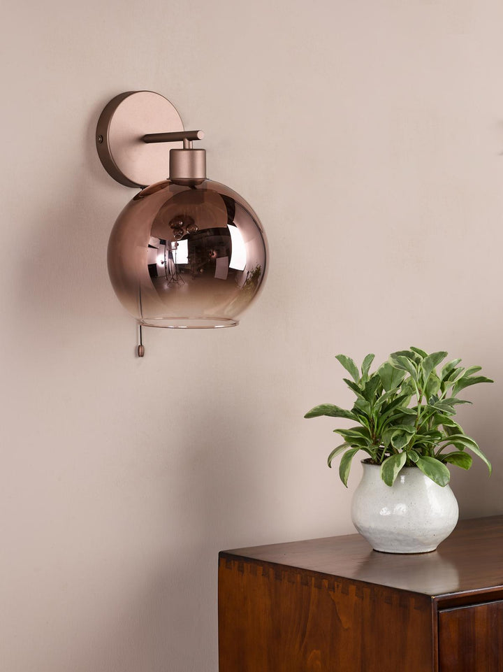 Dar LYC0729 Lycia Wall Light Satin Bronze and Bronze Ombre Glass
