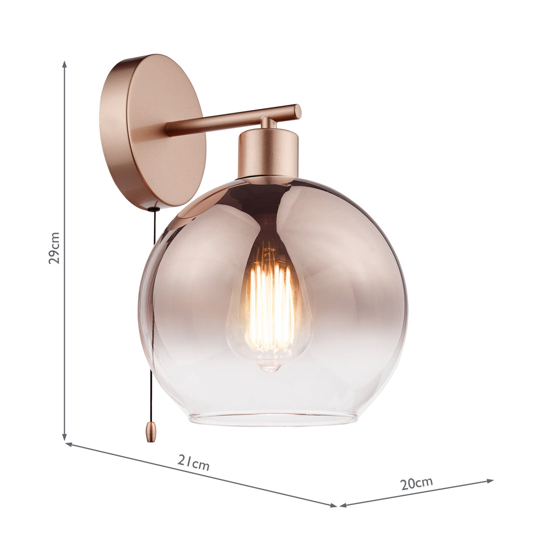 Dar LYC0729 Lycia Wall Light Satin Bronze and Bronze Ombre Glass