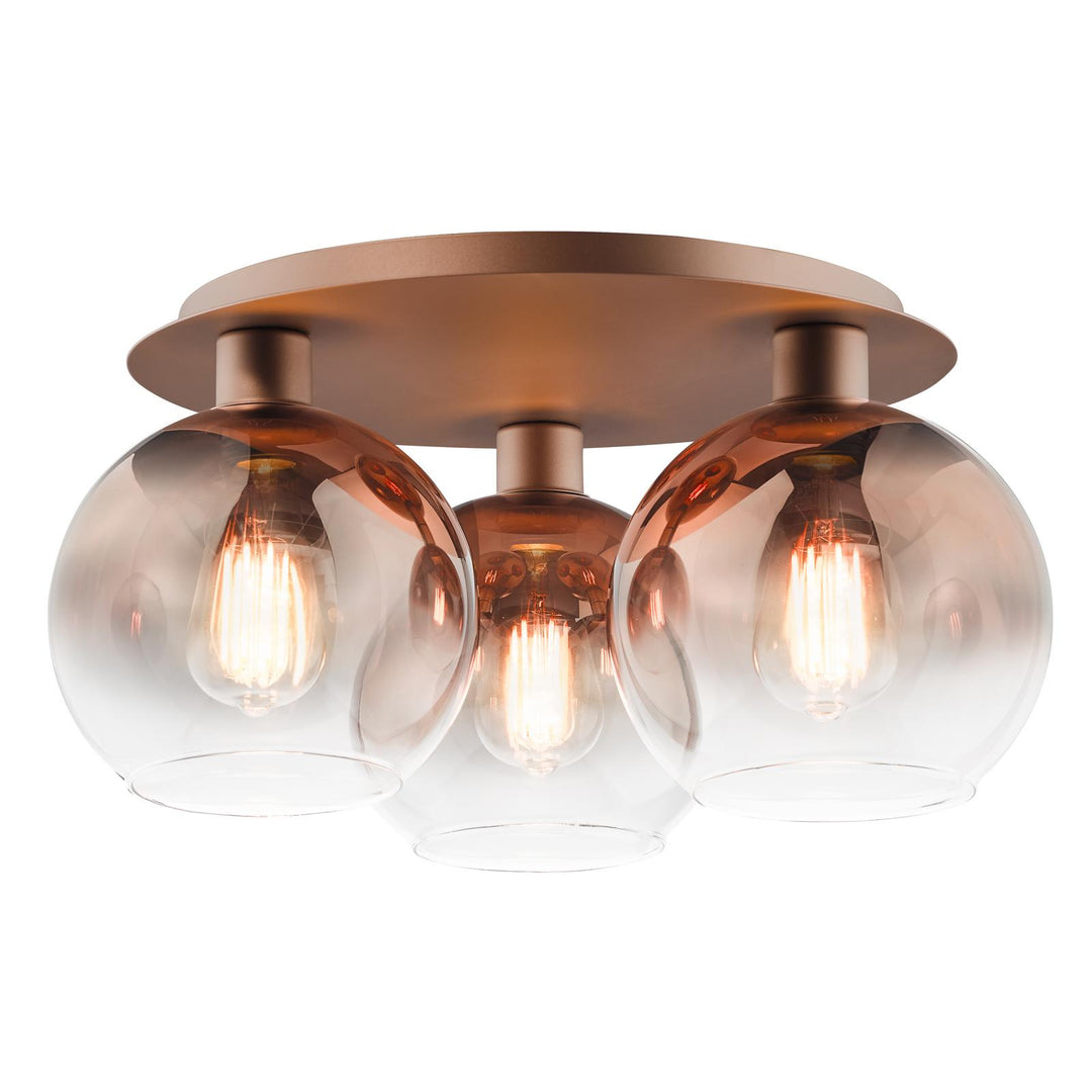 Dar LYC5329 Lycia 3 Light Flush Satin Bronze and Bronze Ombre Glass