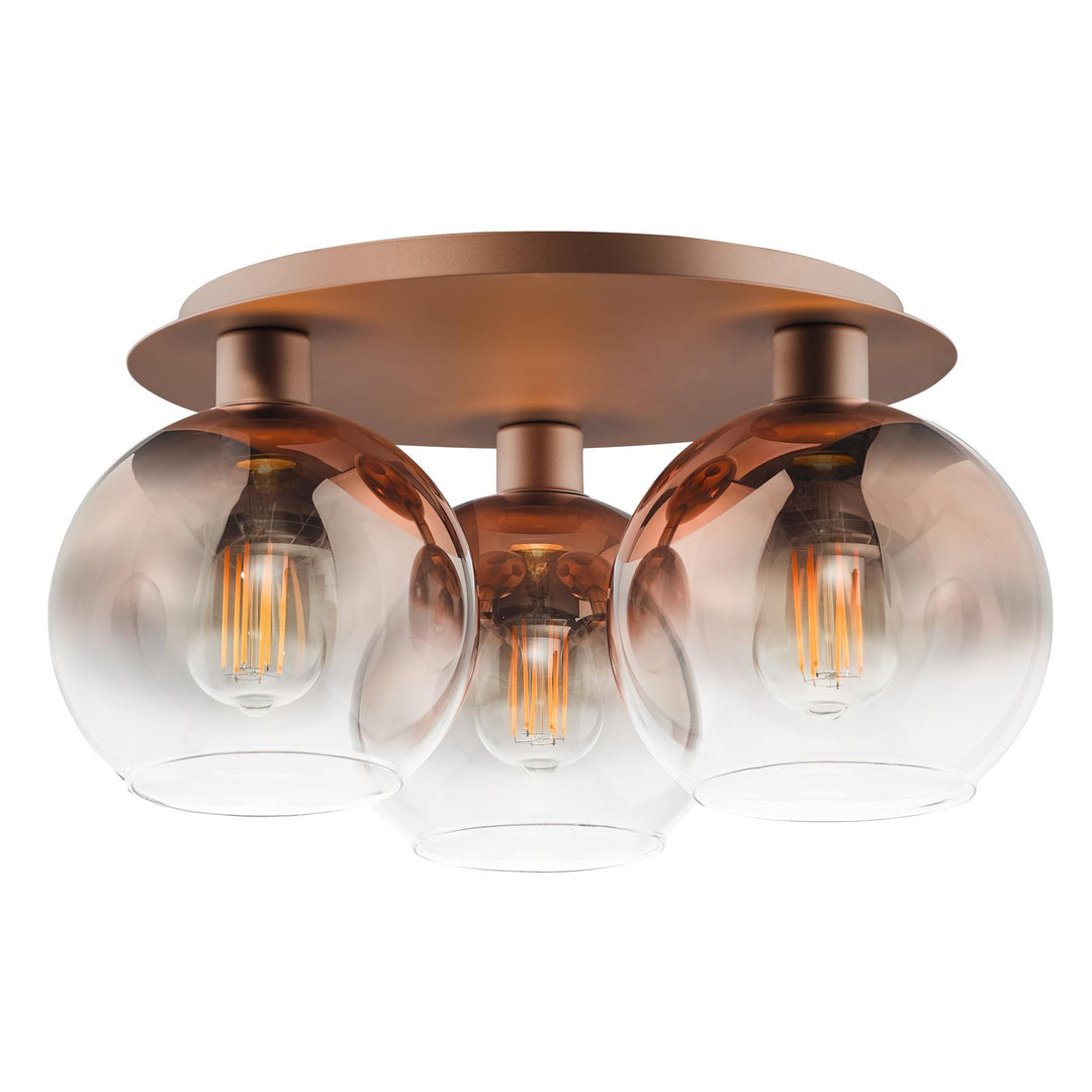 Dar LYC5329 Lycia 3 Light Flush Satin Bronze and Bronze Ombre Glass