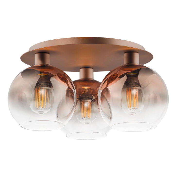 Dar LYC5329 Lycia 3 Light Flush Satin Bronze and Bronze Ombre Glass