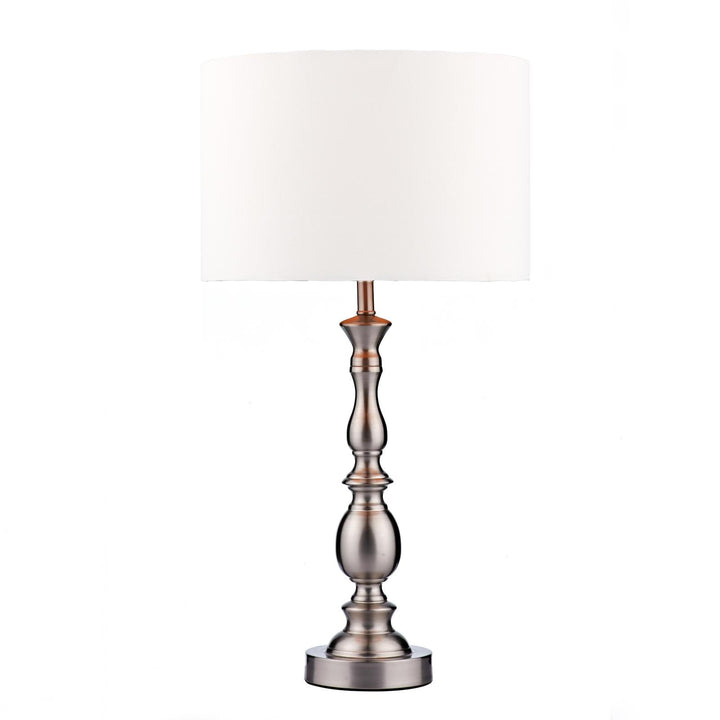 Dar MAD4246 Madrid Table Lamp Satin Chrome With Shade