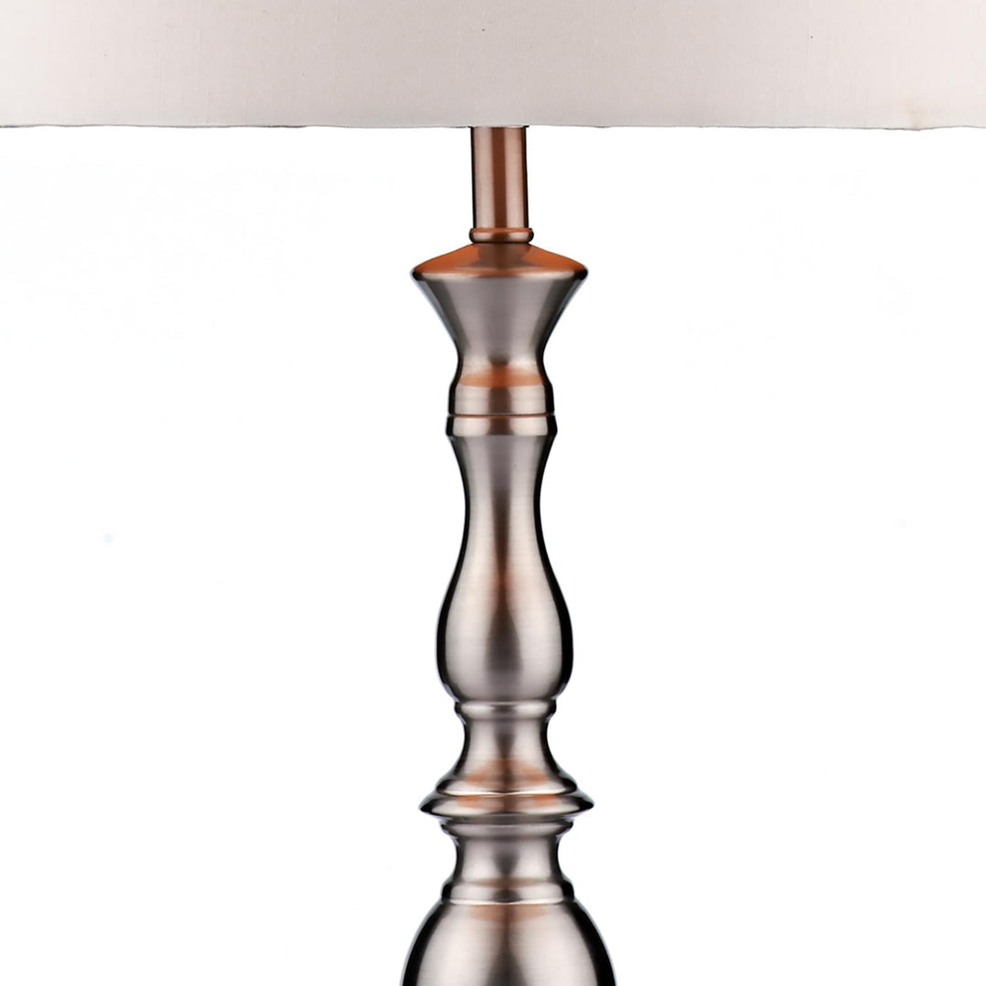 Dar MAD4246 Madrid Table Lamp Satin Chrome With Shade